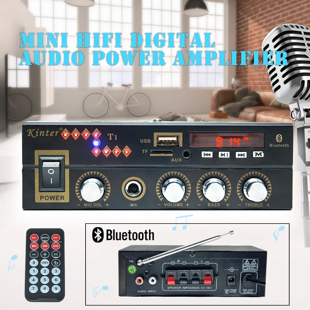 Kinter T1 HIFI Bluetooth усилитель мощности USB MP3 DVD CD SD цифровой радиоплеер стерео