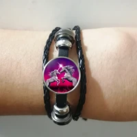 2019 new fashion popular unicorn rope leather woven bracelet lucky bracelet