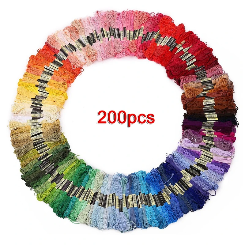 

200 skeins of multicolored yarn for cross needle embroidery Crocheting