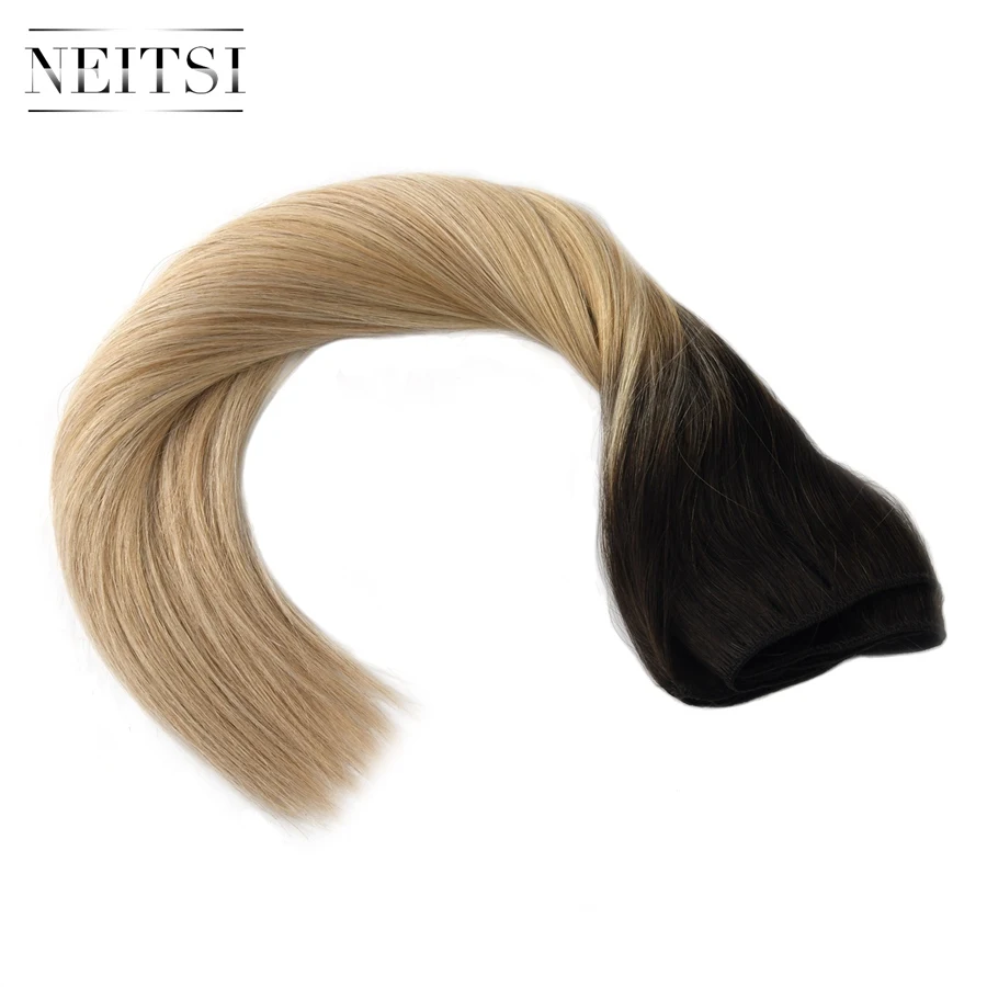 Neitsi прямые сложенные пополам волосы Remy человеческие волосы плетение для наращивания Balayage 2" 50 см 100 г/шт. Омбре прядь натуральных волос пучки - Цвет: T2-27-T2-60