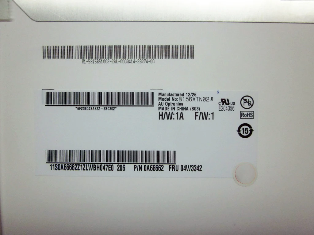 

Новый ЖК-экран для ноутбука B156XTN02.0 B156XTN02.1 B156XTN02.2 B156XTN02.3 B156XTN02.4 FRU 04W3342