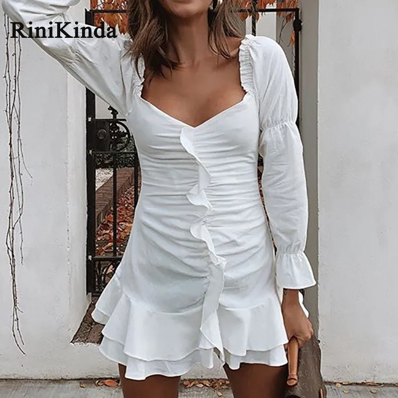 RINIKIND новые женские платья Для женщин с v образным вырезом длинным рукавом