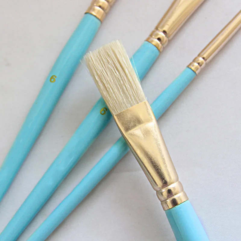 

4Pcs Senior Drawing Brushes Drawing Art Aluminum Tube Artist Paint Brush Oil Painting Brushes Wooden Handle Sky Blue
