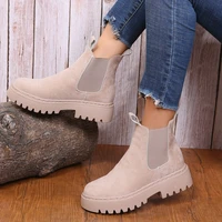 chelsea boots chunky boots womens new winter shoes cow leather ankle boots black womens autumn fashion platform boots large