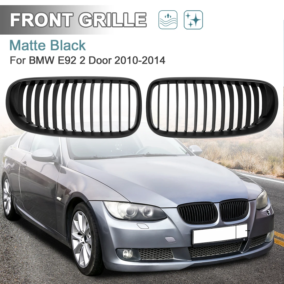 Uxcell Матовая Глянцевая передняя решетка радиатора гоночные решетки для BMW E92 E93 328i