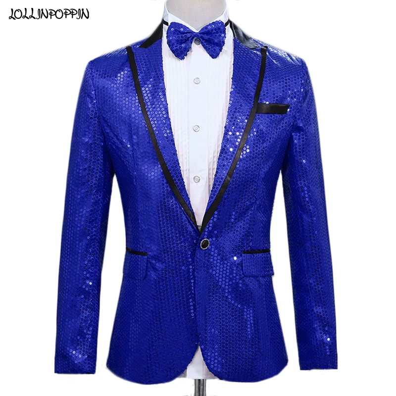 Мужская куртка с отворотами и блестками пиджак бантом для выступлений на сцене