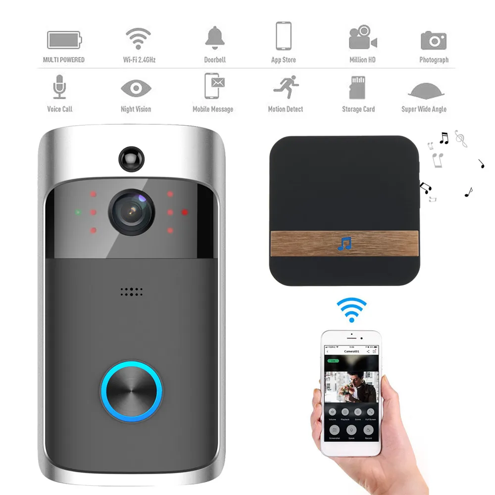M4 Визуальный дверной звонок умная камера wifi подключение для Android iphone ipad приложение IRCUT устройство ночного видения водонепроницаемый wifi дверной Звонок