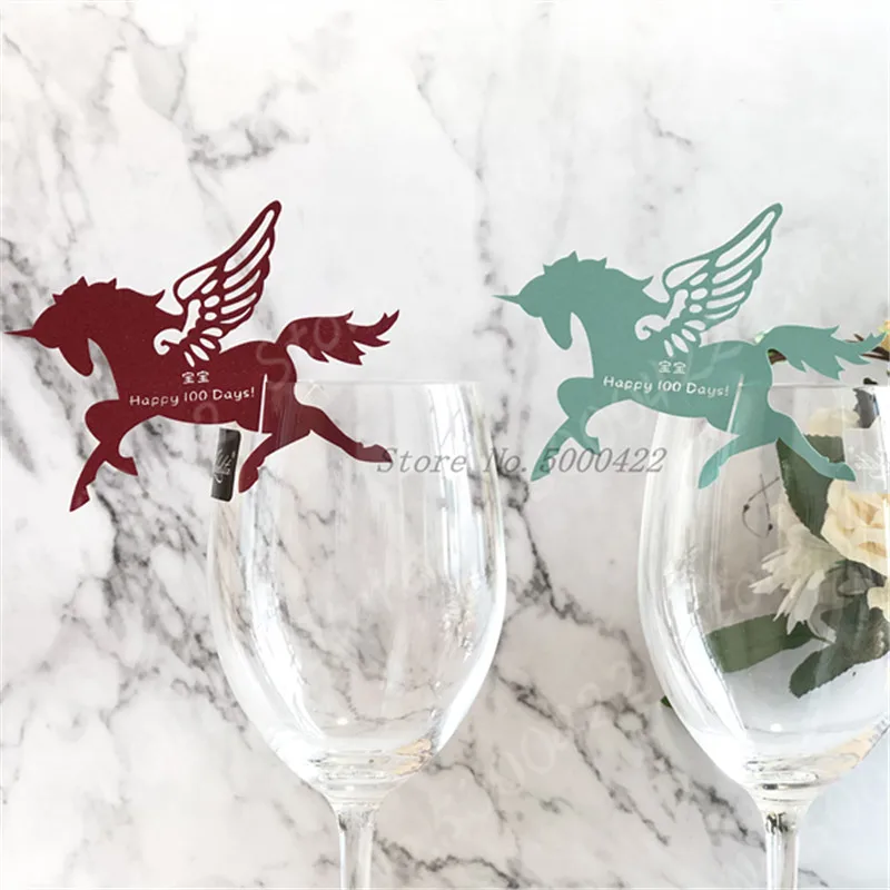 50 шт. открытки с именем для вина в виде единорога детское место душа стакан