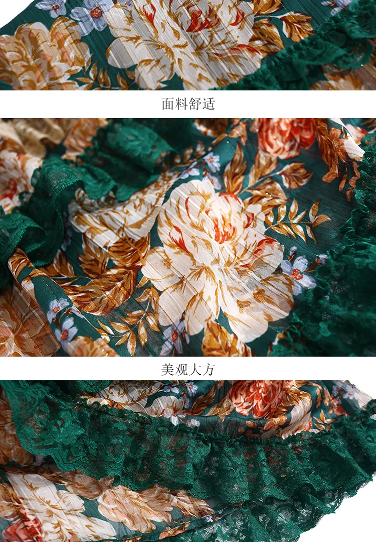 

High-End Lace Beaded Midi Dress Women 2021 Spring New Fashion Printed Long-sleeve Dress High Waist Slimming Elegant Dress