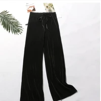 summer wide leg pants for women casual elastic high waist 2022 new fashion loose long pants pleated pant trousers femme
