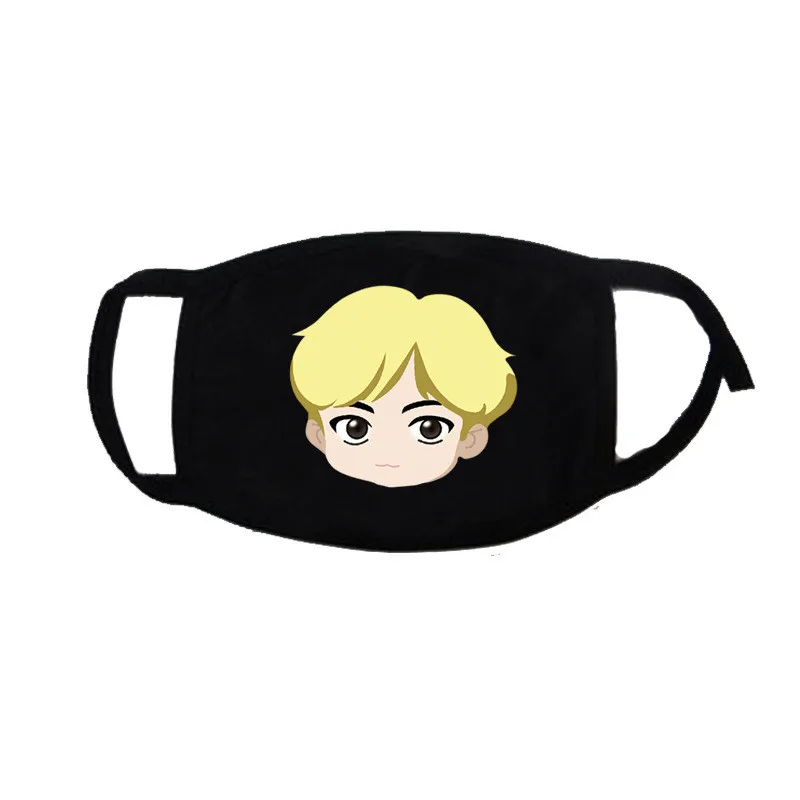 

Kpop House Of Bangtan Boys Face Mask Cotton Black Mouth Mask Anti-dust Pollution Masks Cute Cartoon Facial Covers