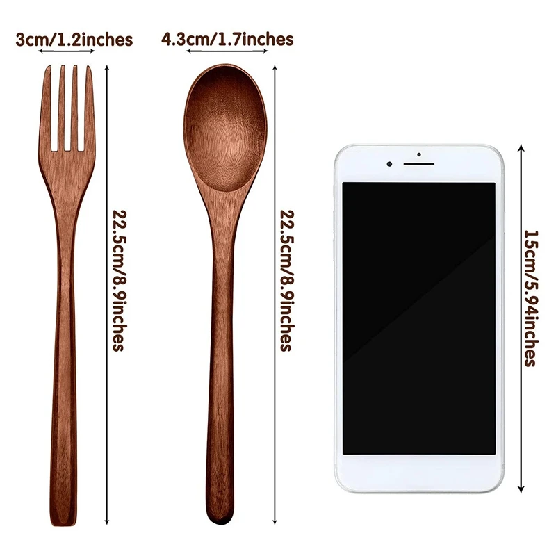 Набор деревянных ложек и вилок комплект японской посуды ручной работы из 16 | Дом