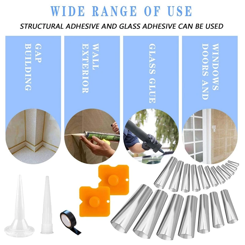 

23 Pcs Caulking Finisher Set, Stainless Steel Sealant Finishing Tool Caulk Nozzle Applicator, Caulking Finisher Nozzle