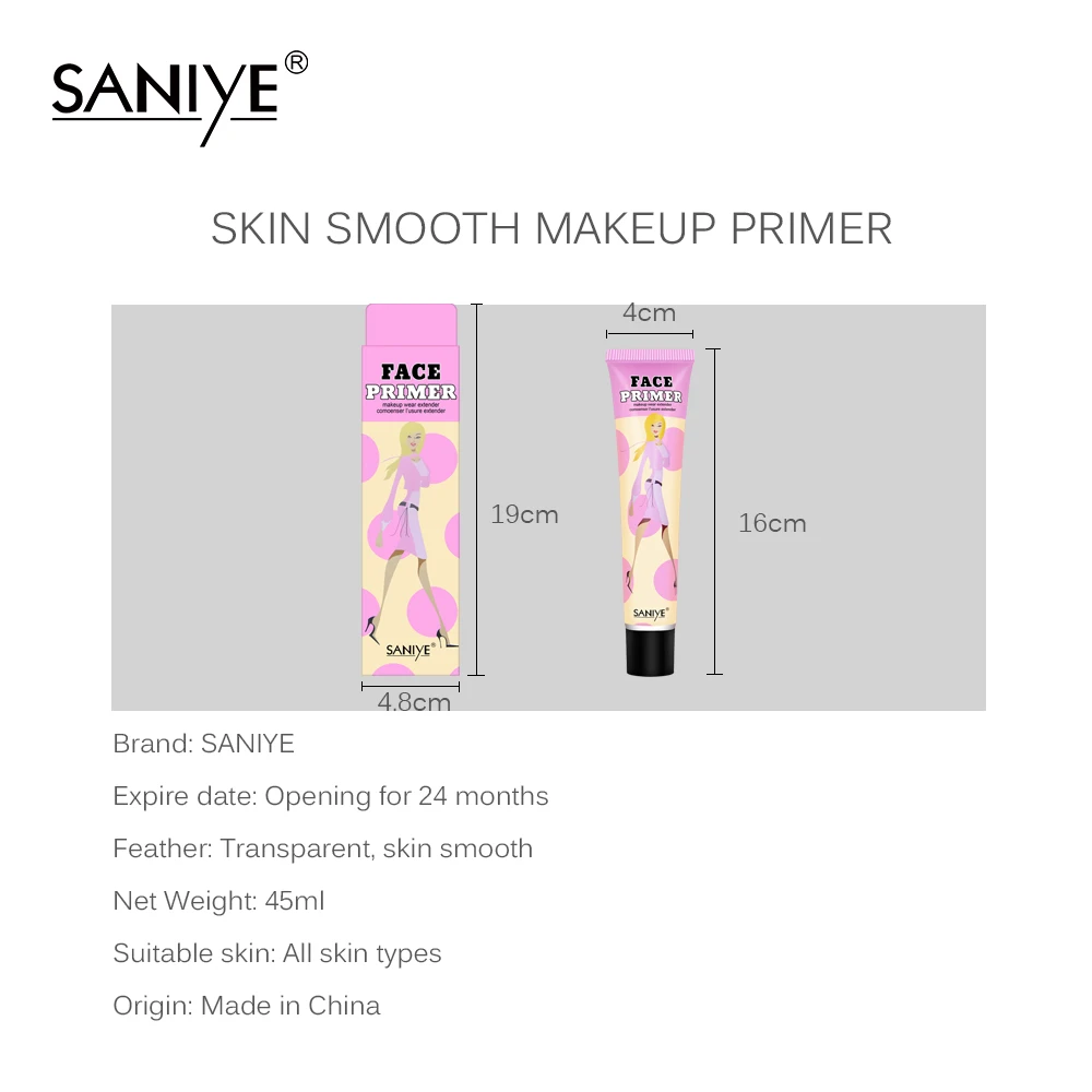 

SANIYE Makeup Base Face Primer Gel Invisible Pore Light Oil-Free Makeup Finish No Creases Not Cakey Foundation Primer Cosmetic