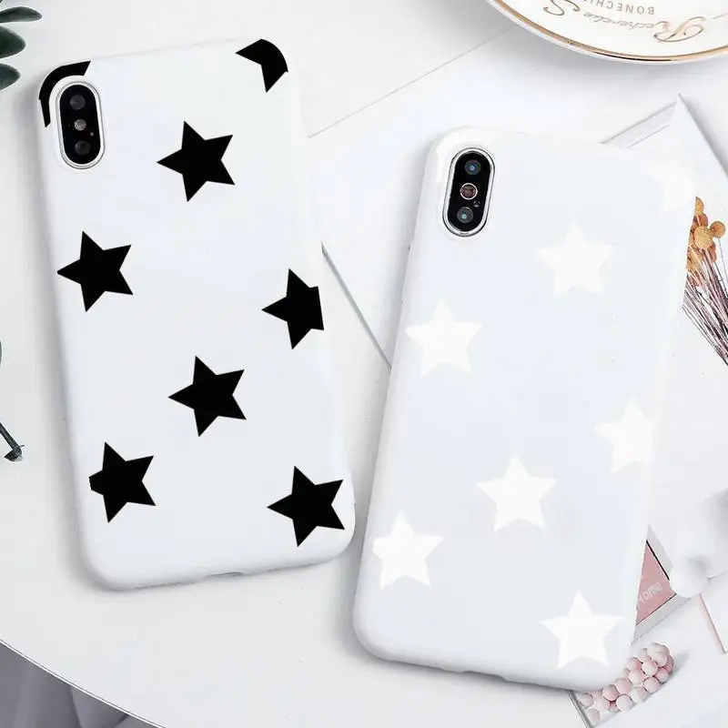 

Fashion Cute Stars Phone Case For iphone 13 12 11 Pro Max Mini XS 8 7 6 6S Plus X SE 2020 XR Candy white Silicone cover