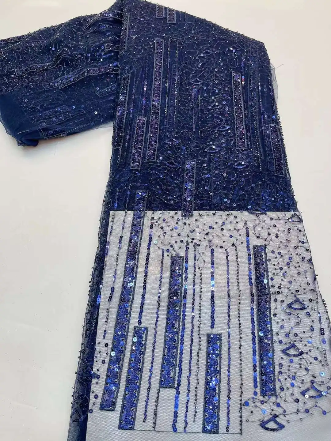 Дешевая ткань из бисера с вышивкой блесток французское Сетчатое