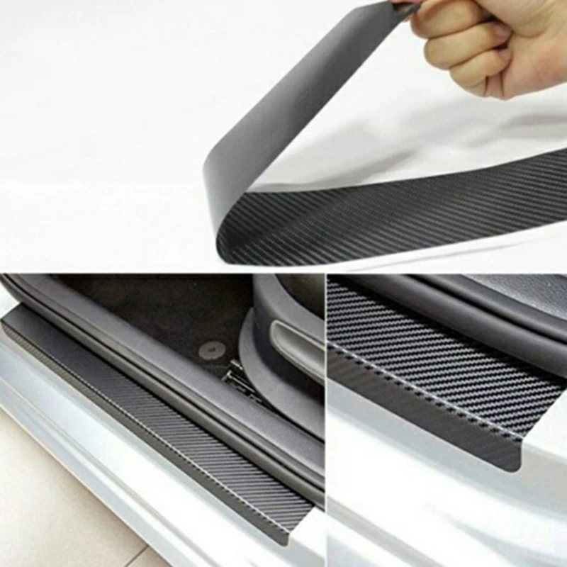 

4 PCS Car Accessories Door Sill Scuff Welcome Pedal Protect Stickers & 4 Pcs Car Universal Pu Leather Seat Cover