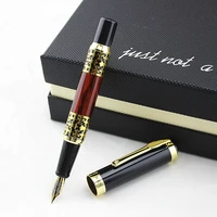 dika wen classic black and golden fountain pen with 0 5mm iridium nib the best business gift pen metal ink pens free shipping