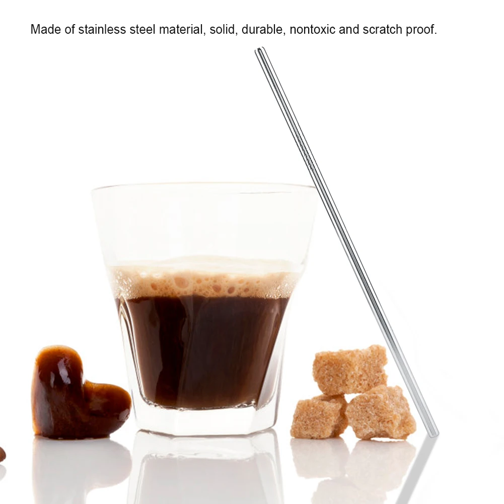 

Металлические многоразовые трубочки из нержавеющей стали, изогнутые соломинки для питья, фруктовый сок, прямая соломинка 21,5 см