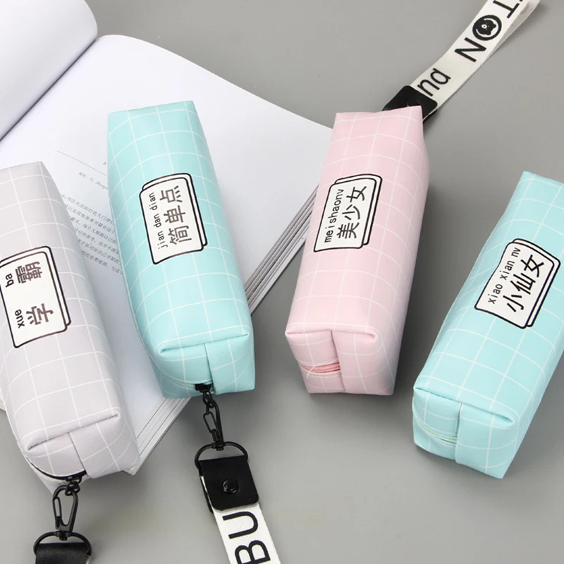 1 шт. милый чехол для карандашей из искусственной кожи на молнии с китайскими