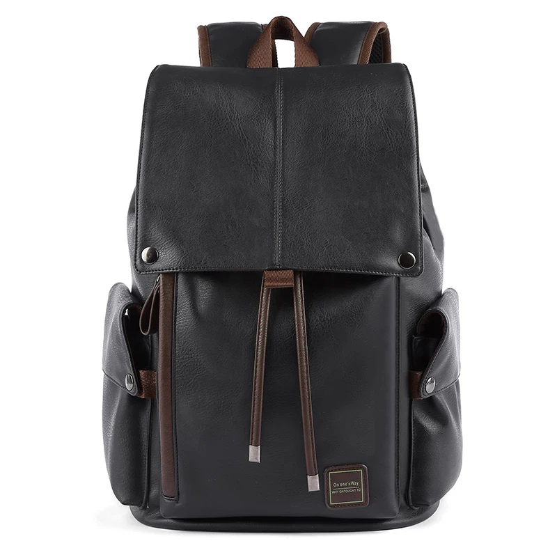 

Men Leather Backpack Travel Multi Male Mochila Fashion Large Capacity Shoolbag For Boy Men 15.6" Laptop School Bag College style