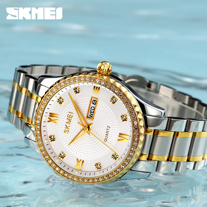 SKMEI Luxury Quartz Movement Men's Watches Bussines Rhinestone Case Waterproof Shockproof Watch Men Relogio Masculino | Наручные часы