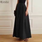 Вечерние юбки ZANZEA на молнии, женские деловые юбки а-силуэта, Женские однотонные макси юбки, осенние элегантные женские юбки, 2021