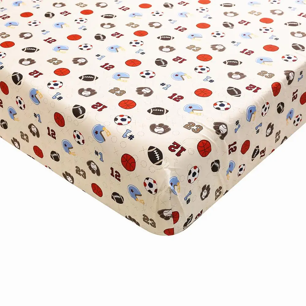 3pcs Sport baseball Crib Bedding Cotton Safari Sets and Crocodile for Baby Nursery Fitted Sheet Quilt Dust Ruffle | Мать и ребенок