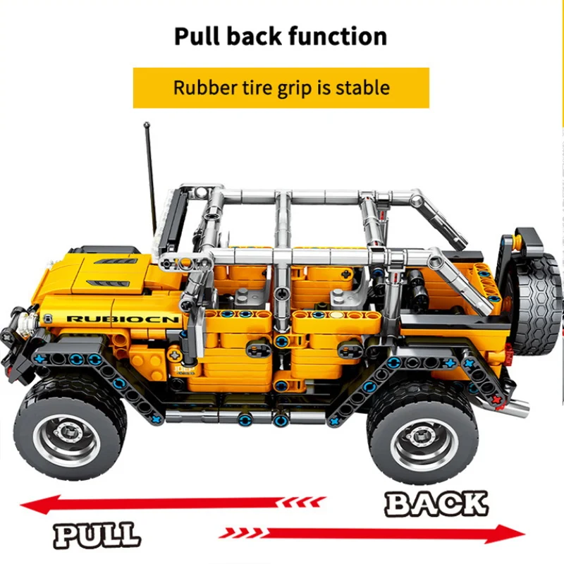 601pcs Creator механические Вытяните назад Jeeped внедорожные строительные блоки для