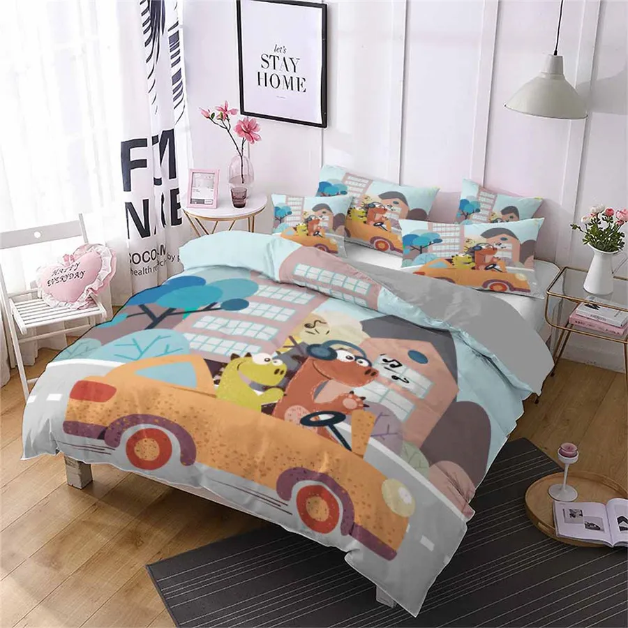 Комплект постельного белья HELENGILI 3D с принтом динозавра в парке Юрского периода