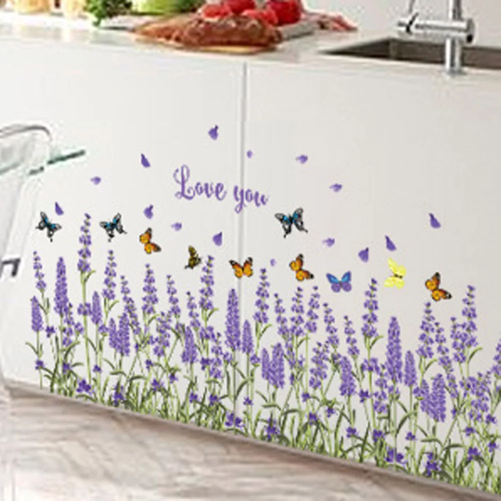 Новый DIY настенные Стикеры обои с лавандой все матч Стиль искусство панно