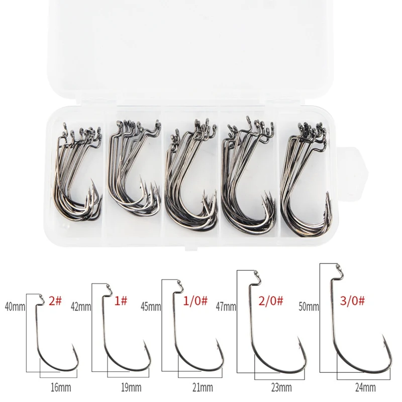

Fishing Hooks High Carbon Steel Worm Bait Jig Fish Hooks with Plastic Box