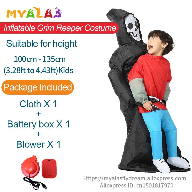 Kids Ghost black Пурим скелет костюм киллера костюмы для женщин взрослых детей Хэллоуин ужас мальчик наряды надувной призрак костюм Тыква платье - Цвет: Kids Ghost black