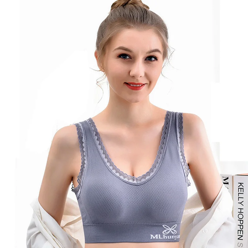 

DINGDNSHOW Lace Bras Cotton Seamless Push Up Cotton Vest Wire Free Sport Underwear Sexy Women Cloth