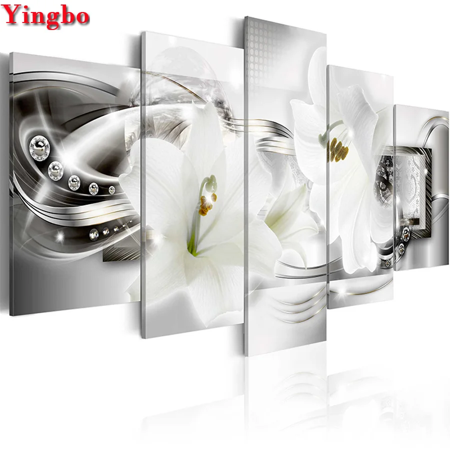 Стразы 5 панелей Белая лилия горячая Распродажа Набор для вышивки крестом