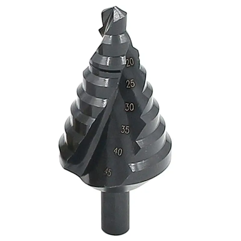 

10-45mm High Speed Steel Spiral Flute Surface Nitriding Straight Groove Titanium Plated Step Cone Pagoda Drill Bit