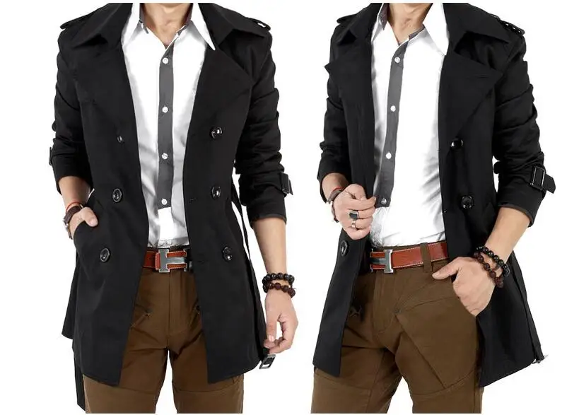 Тренчкот мужской деловой с отложным воротником брендовый Повседневный