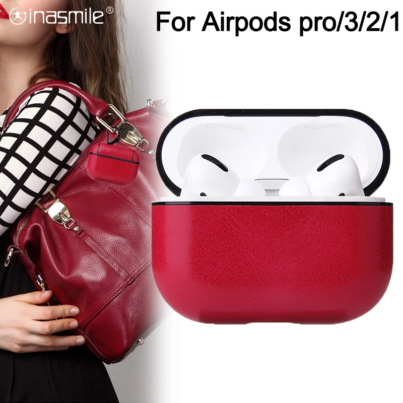 Роскошный кожаный чехол для Apple Airpods Pro противоударный Air pods 3 защитный с крючком 2 1