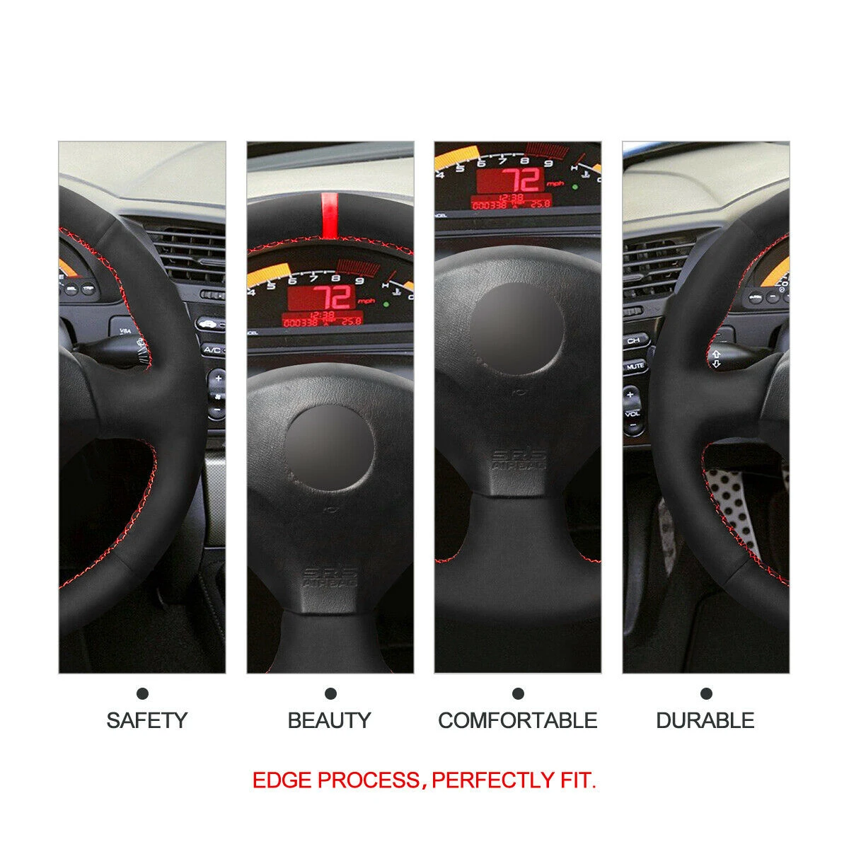 

Hand Stitch Black Suede Car Steering Wheel Cover for Honda S2000 2000-2009 Civic (SI) Insight for Acura RSX