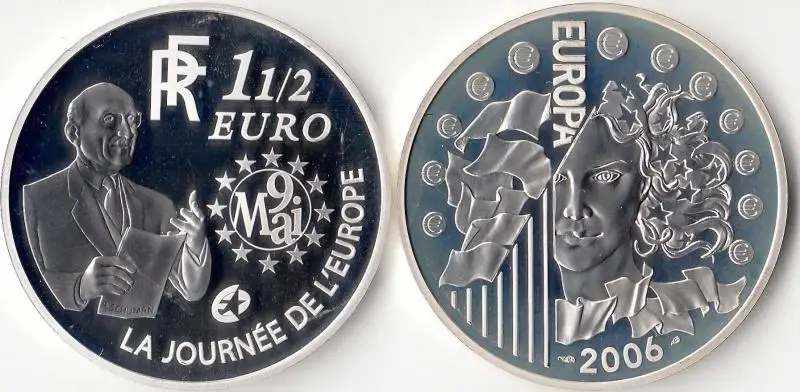 Юбилейные монеты из серебра 1/2 пробы европейские оригинальные 1 2006 евро в