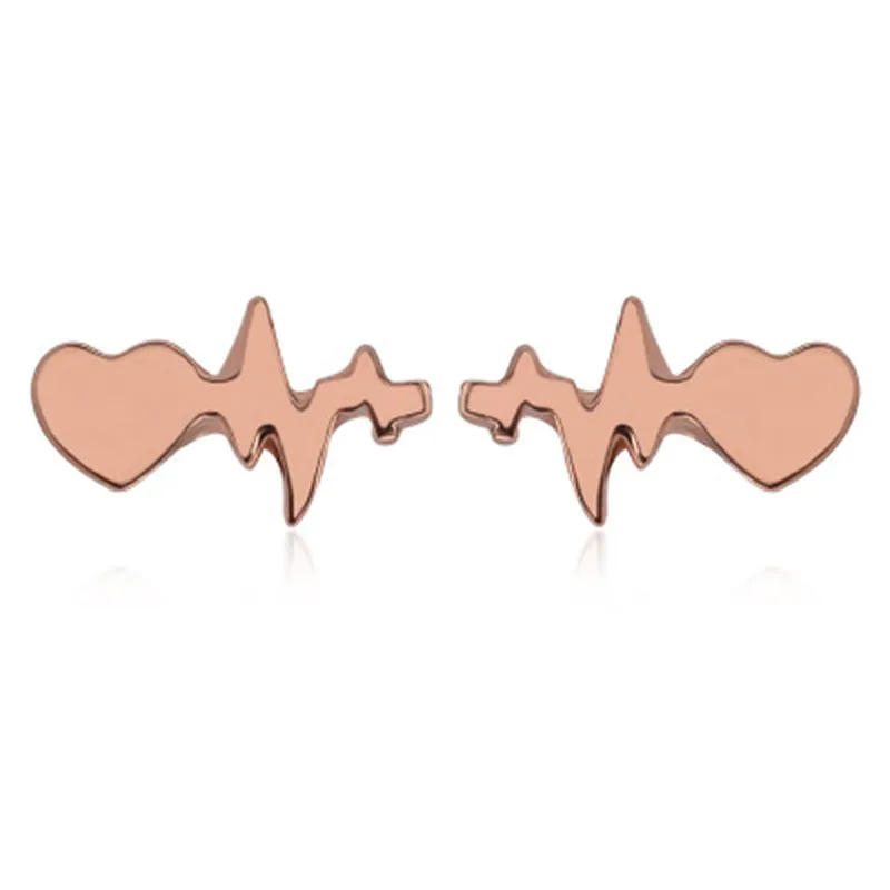 Сплав женские стильные серьги гвоздики сердце электрокардиограмма ушные