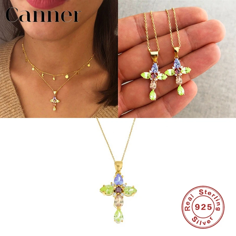 

Колье-чокер из стерлингового серебра 925 пробы с кристаллами AAAAA CZ, ожерелье с подвеской в виде креста, ювелирные украшения для женщин, подаро...