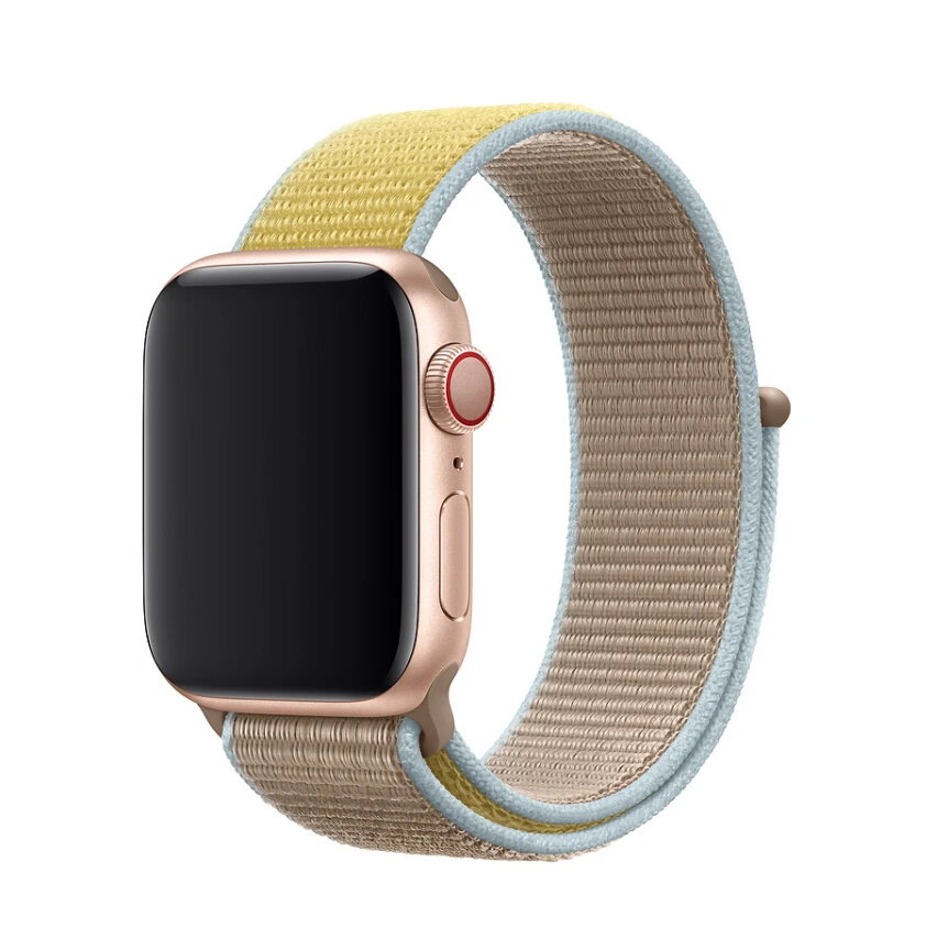 camel Тканый нейлоновый ремешок для часов Apple Watch ремешок 40 мм 44 мм 38 мм 42 мм мягкая Спортивная петля для iWatch 5 4 3 2 1 дышащий ремешок - Цвет ремешка: camel
