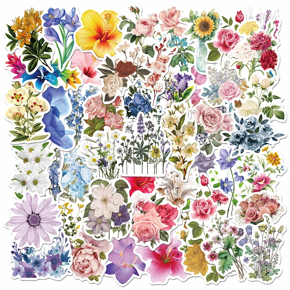 50 шт. цветы Стикеры s игрушка граффити Водонепроницаемый ПВХ Набор сделай сам для