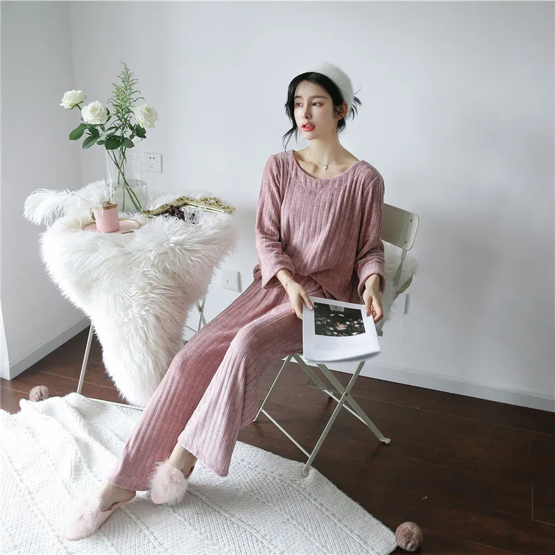 Пуловер с длинным рукавом женские пижамы длинные штаны для сна женское платье