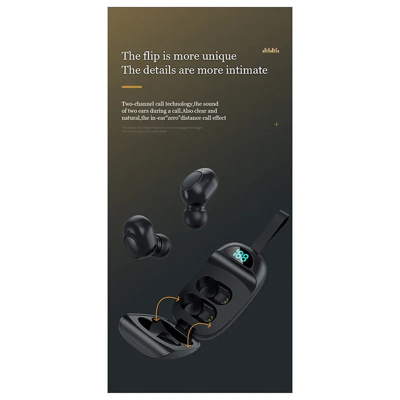 TWS Bluetooth V5.0 Sports Music Call Noise Waterproof LED Headsets | Электроника