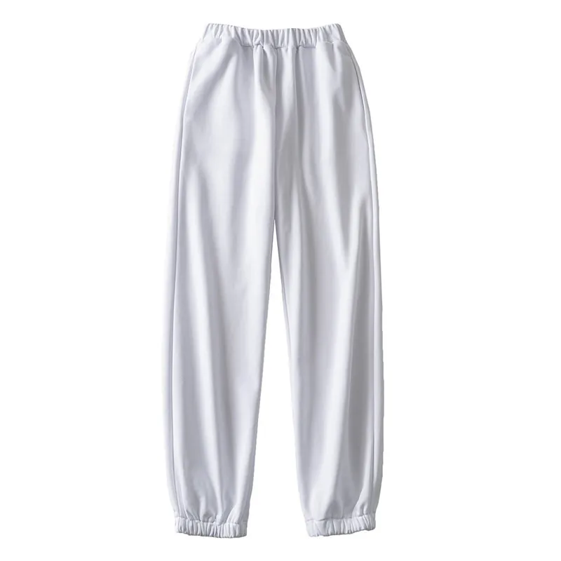 

Autumn sweatpants women baggy solid elastic high waist pants casual gray streetwear women white trousers with pockets loose 2020