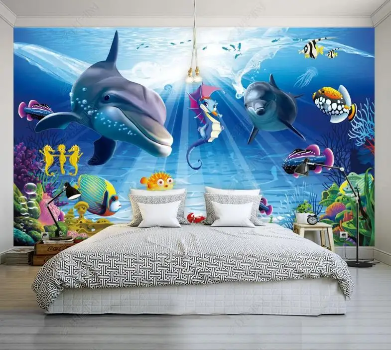 

2021 обои 3D настенный "Подводный мир" наклейки для домашнего декора, гостиная, спальня papel де parede 3d настенные украшения