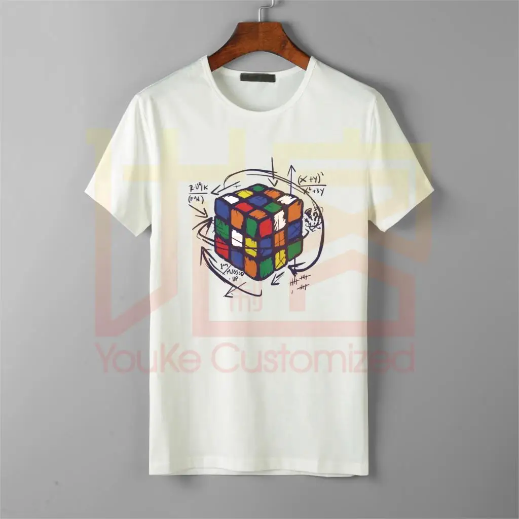 Мужская футболка Rubik Math On Light Забавные топы с круглым вырезом короткими рукавами