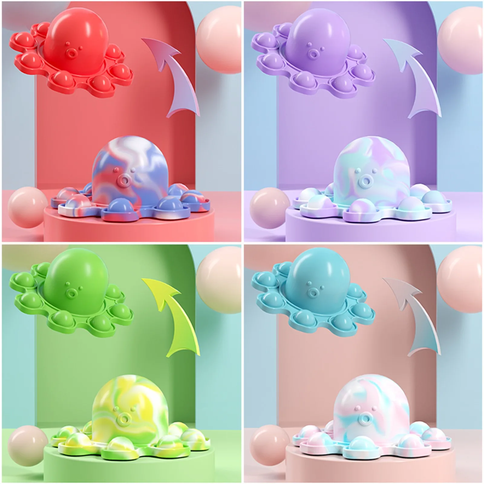 

Relieve Stress Toys Rainbow Push Bubble Antistress Toys Children Sensory Toy To Relieve Autism Octopus Key Chain